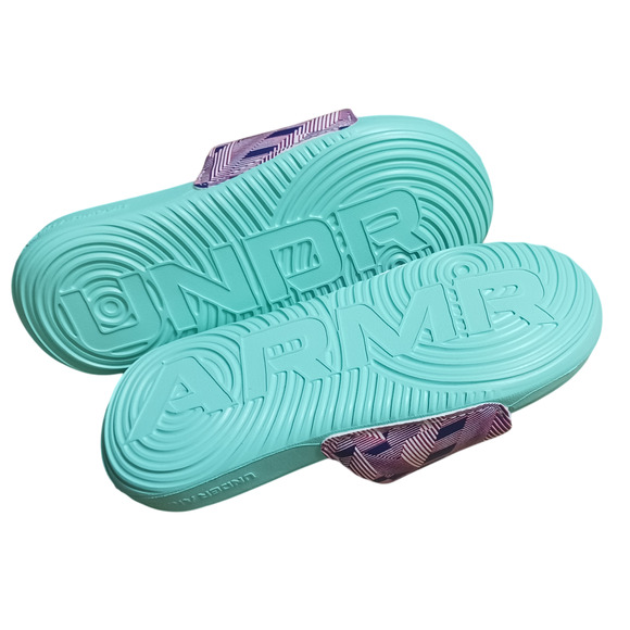 Under Armour Youth Girl's Ansa Graphic Slide Sandals Green/Multicolor Size 13K - Picture 14 of 14